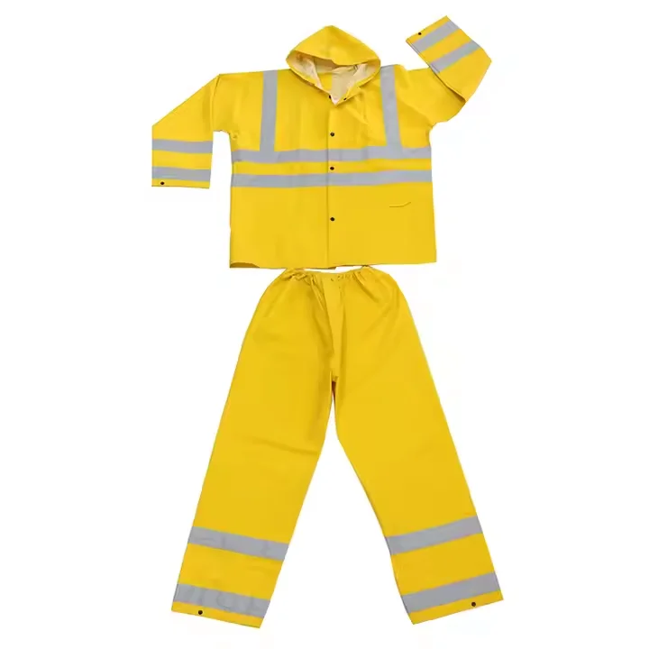 High Quality PVC Polyester Raincoat Heavy Duty Waterproof Rain Coat Pants and Jacket for Men Women Rain Wear