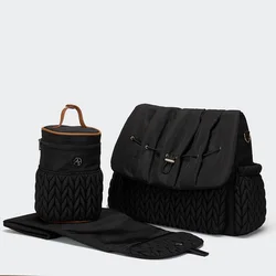 High Quality Fashionable Mommy Diaper Backpack Bag Black Baby Backpack Three-piece Set Diaper Bag With Changing Station