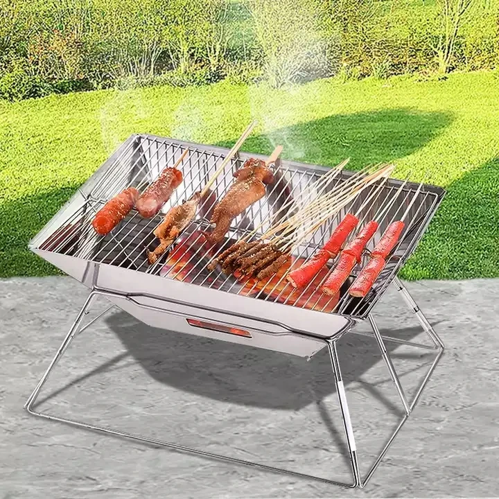 Stainless Steel Portable Korean Barbecue Grill Desktop Stainless Steel Roasting Pan Barbeque Stove Folding Bbq Rack Stove