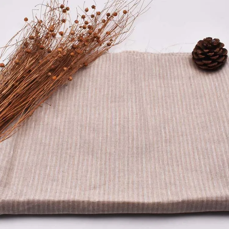Linen fabric manufacturers wholesale italian french woman man shirting soft flax fabrics yarn dyed stripe linen fabric for dress