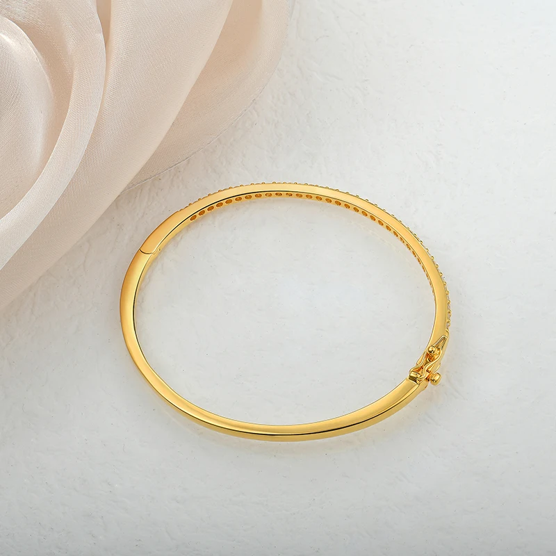 0.5 micron thickness one line silver bangle Armband with 3A zircon bangle bracelet charms