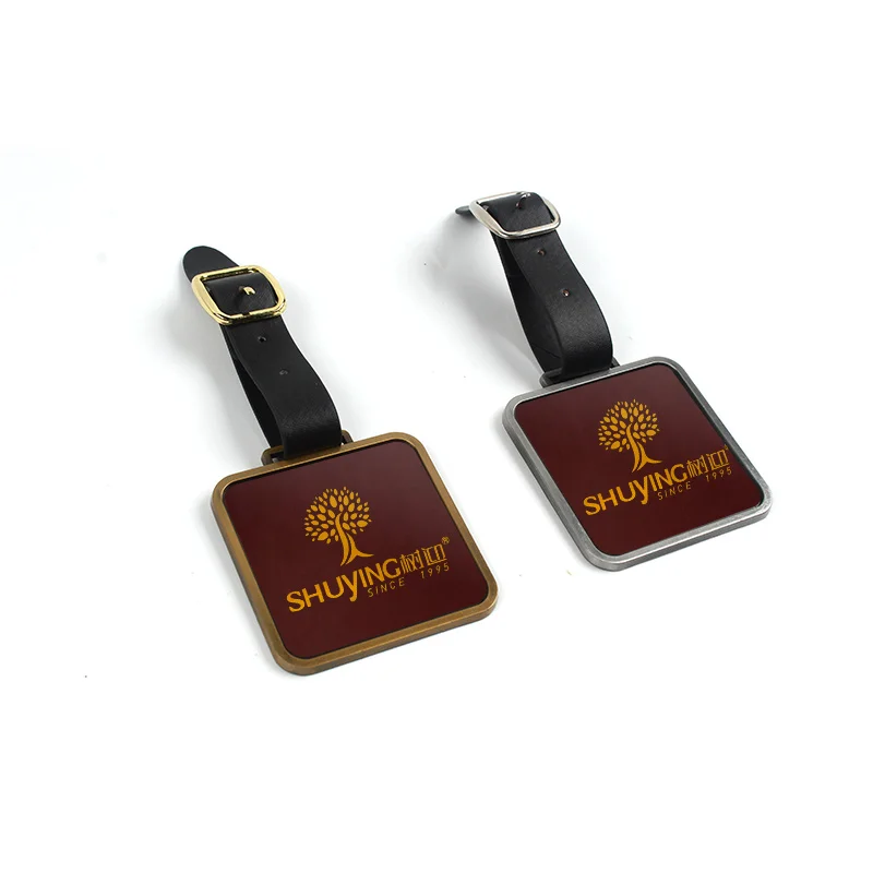 Custom square printed travel luggage labels clothing pendant sublimation luggage tag blank
