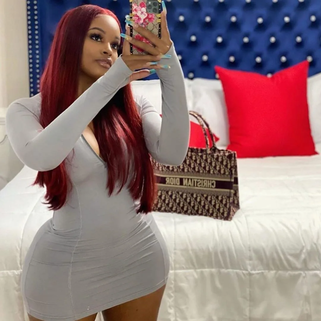  2021 fall long sleeve sexy mini bodycon dress fashion elegant casual short dresses women