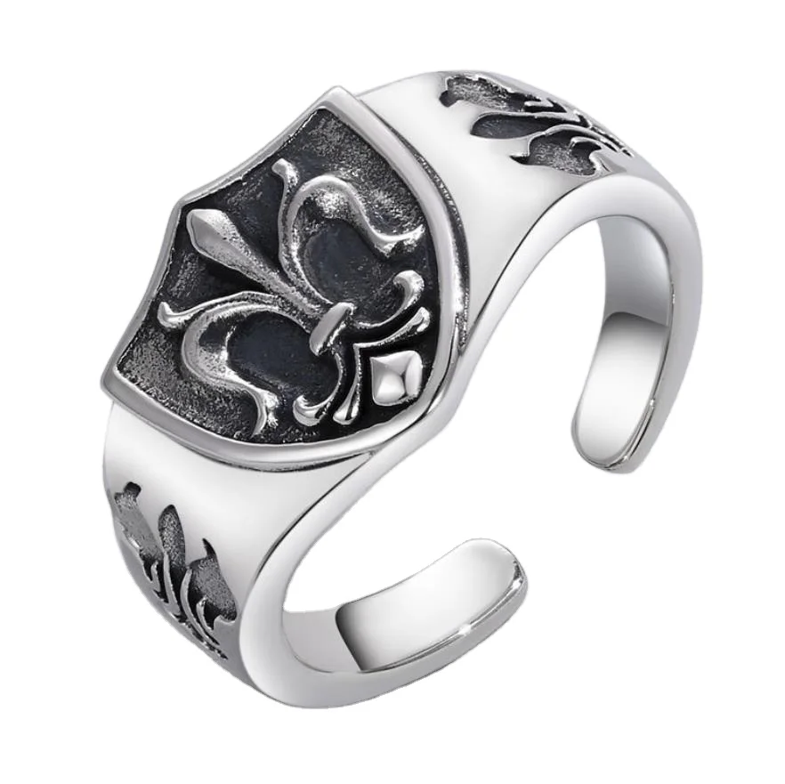 Retro silver 925 ottoman tugra men ring open turkish silver 925 rings man adjustable