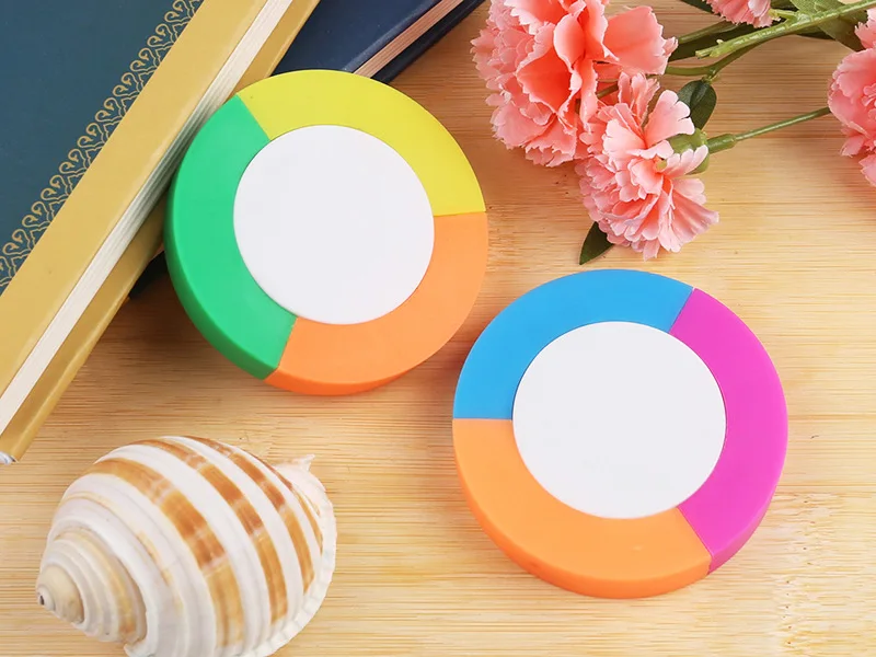 Round Circle 3 Color Highlighter Rainbow Shape Casual Highlighter Pen for Kids