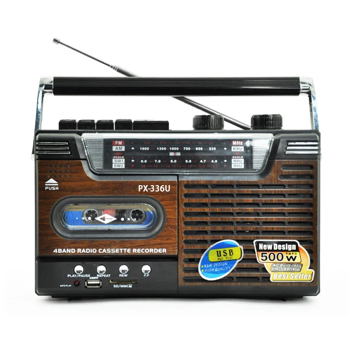 Portable Cassette recorder Player Earphone Jack USB/TF card MP3 player MW SW1 SW2 4 Bands Receiver FM radio