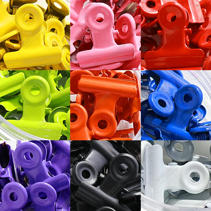 Wholesale Ins Candy Baking Paint Color Circular Stationery Book Bulldog Clip Metal Iron Binding Paper Clip for Receipts