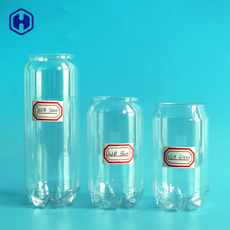 BPA Free 310ml 500ml Bulk Clear Custom Transparent Juice Coffee Beverage Soda Soft Energy Drink Empty PET Plastic Can