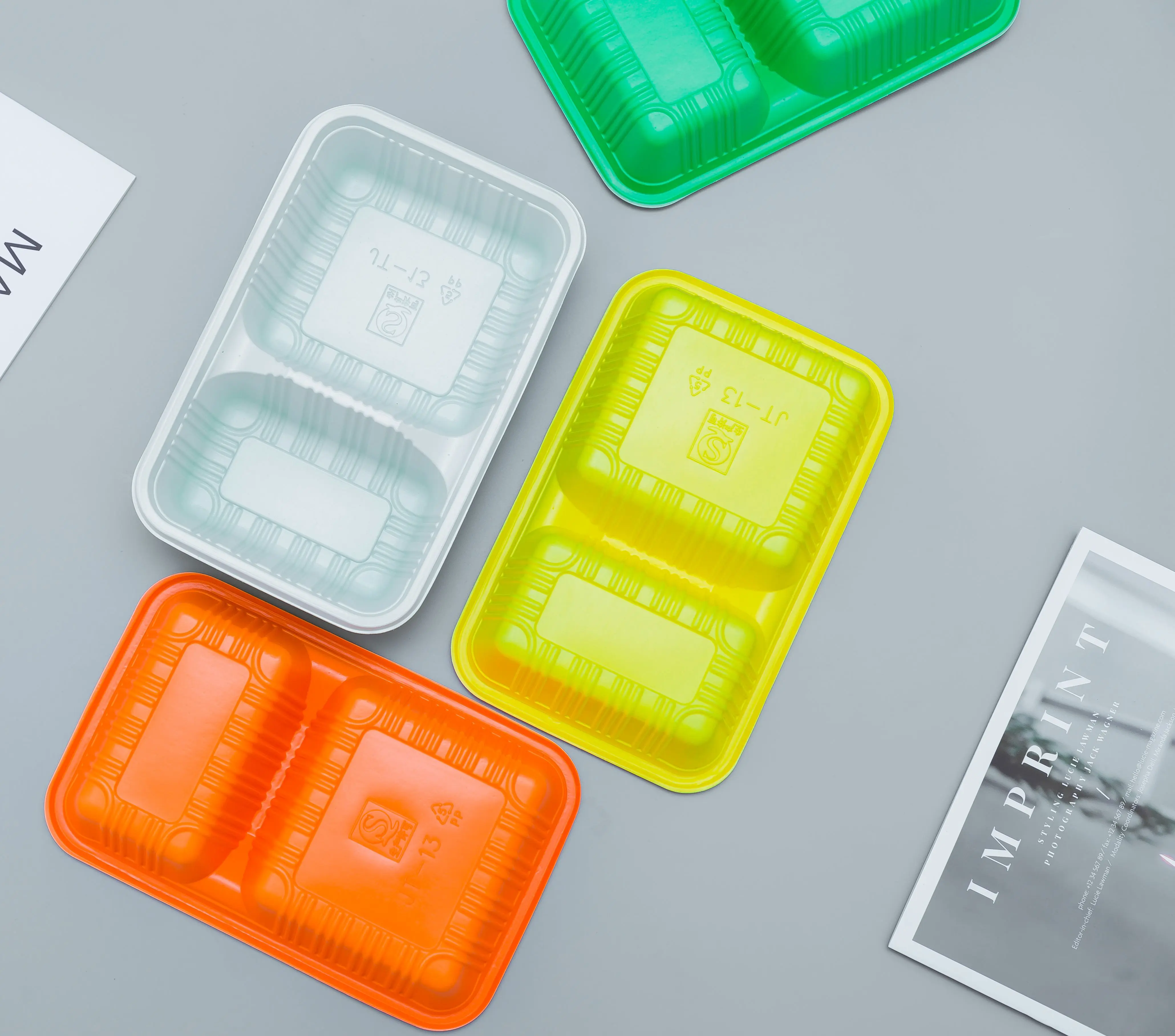 Plastic PP Food container 2 division rectangle disposable 400/250ml food packaging box