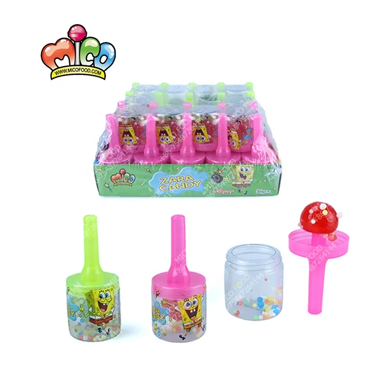 Sweet fruit lollipop with mini ball candy
