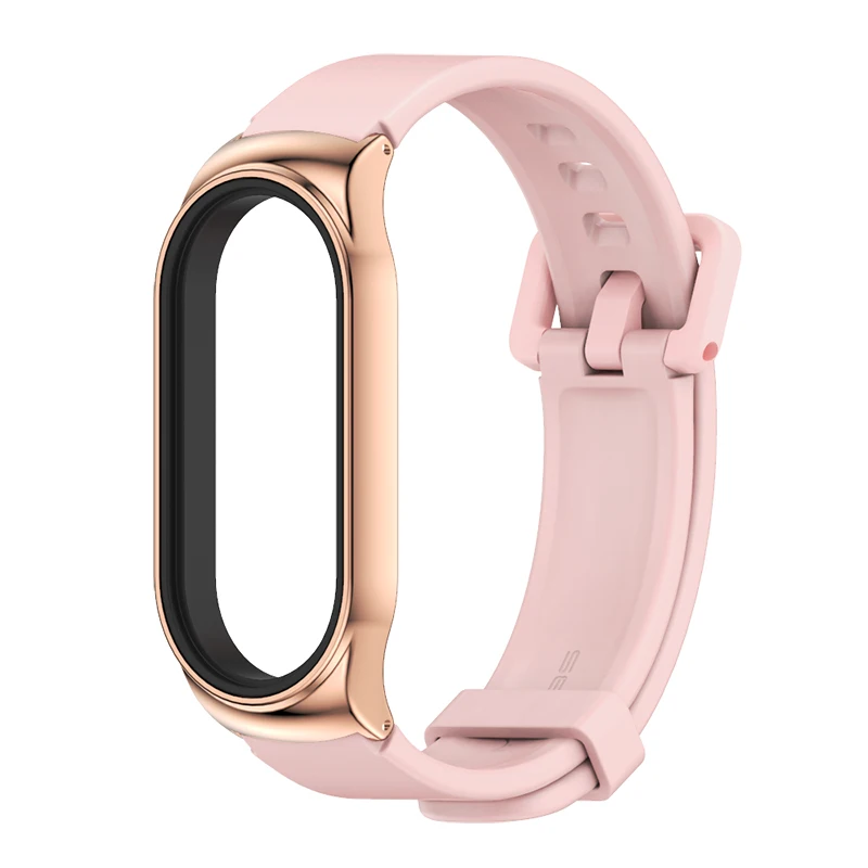 With metal bumper silicone watch strap replacement band for xiaomi mi band8