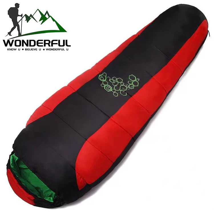 4 Season King Size Portable Cotton  Lightweight Outdoor  Camping Splicing Mummy Double Sleeping Bag