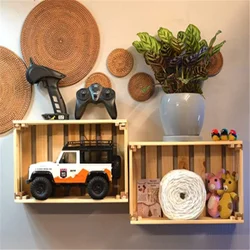 Деревянная настенная корзина с логотипом на заказ для украшения деревянный ящик в деревенском стиле хранения маленький