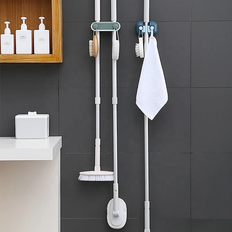 Bathroom Fixed Mop Rack Mop Hook Wall Hanging Holder Punch-free Strong Viscose Broom Storage Holder