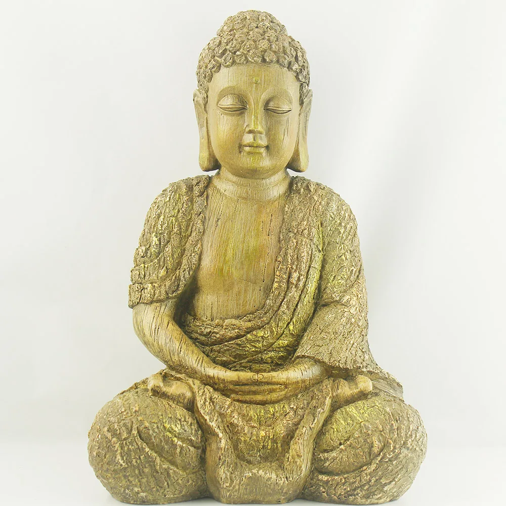Large and small size buddha statue in wooden finish
