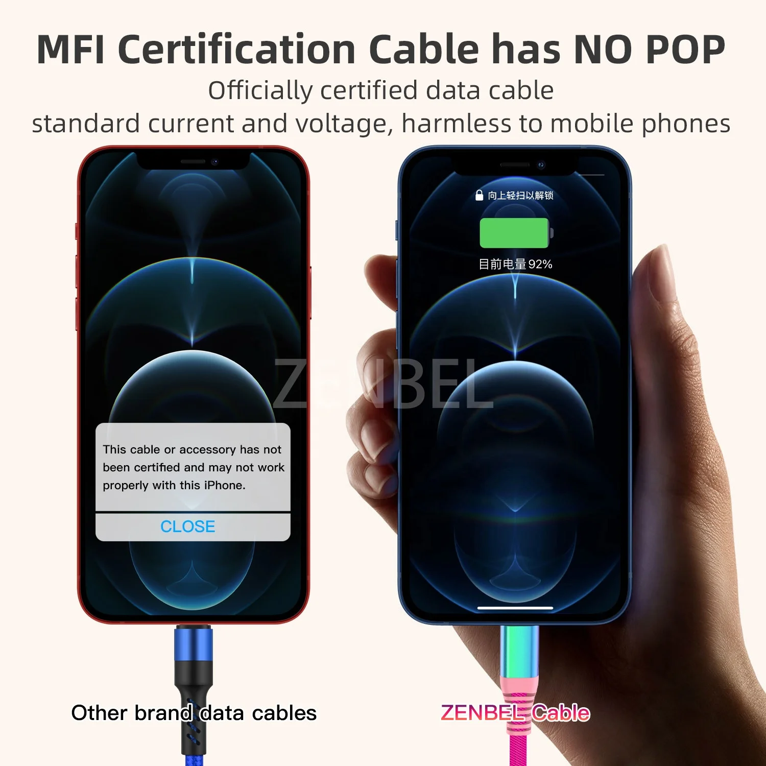  Плетеный кабель mfi оригинальные сертифицированные usb кабели foxconn линия передачи данных c48 Быстрая зарядка cabo c89 lightning kabel лицензированный чип