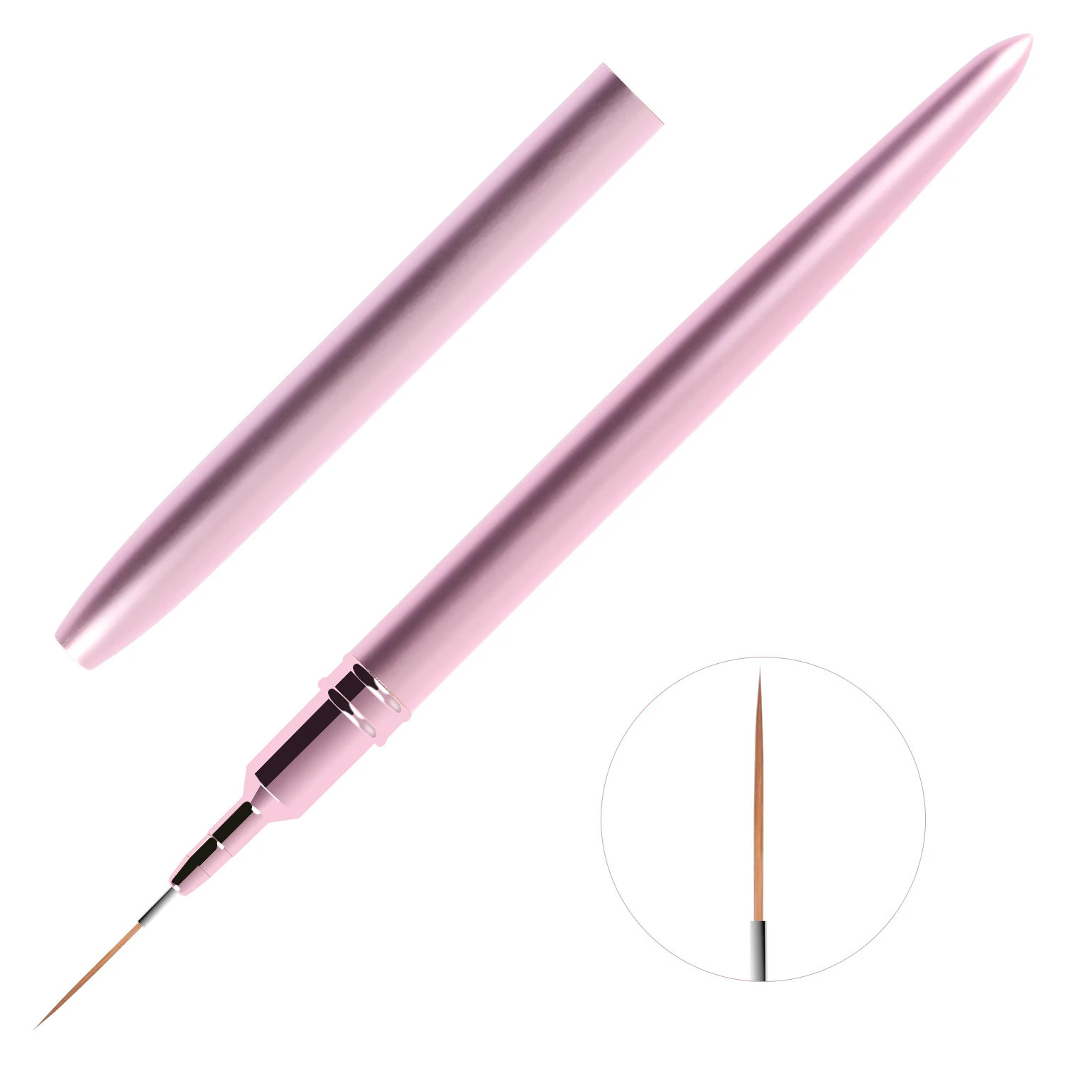 14 PCS Pink Customized Hair Silicone Dot Painting Pen Flat Oval Ombre UV Gel Nail Art Liner Brushes Set Petal Acrylic Nail Brush