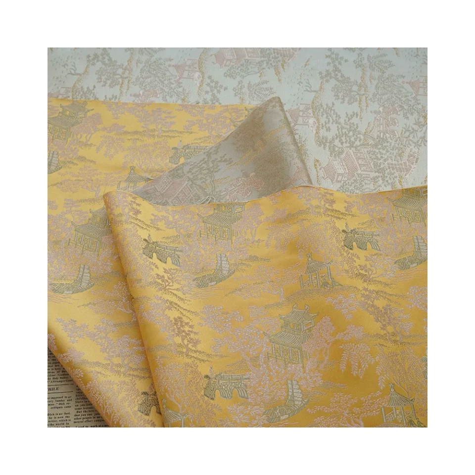 New antique brocade crisp Hanfu jacquard fabric vintage waistcoat texture fashion cheongsam decorative fabric