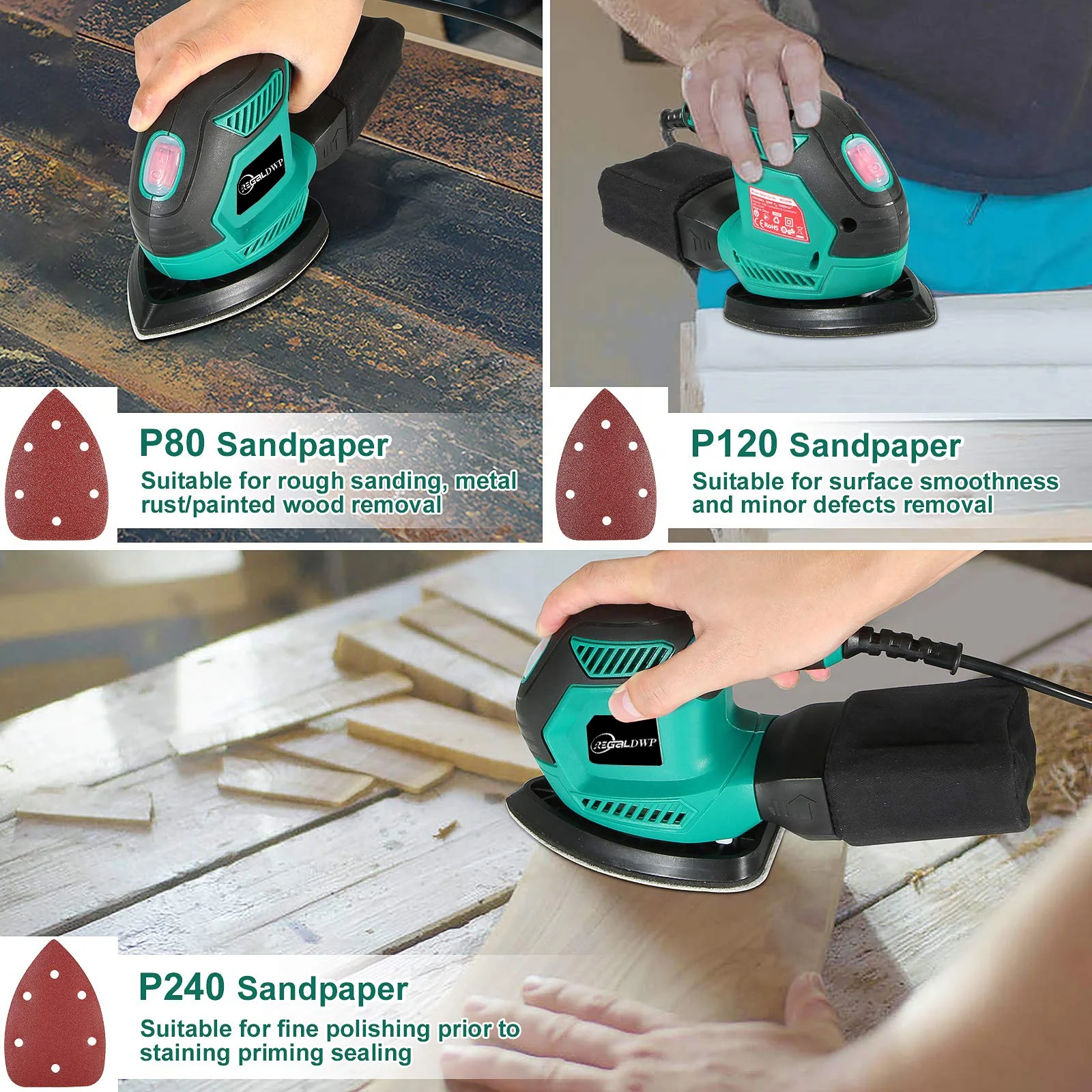 Sheet Sander,Compact Electric Sander Tool,Dust Collection System,Suitable for Tight Spaces Sanding,Polishing,Removing Paint
