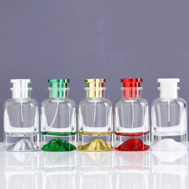 Wholesale Premium Thickened Bottom Luxury Glass Perfume Bottle Colorful Empty Cylinder for Cosmetics Ready Stock