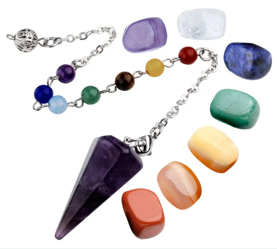 Лечебный хрусталь опущенные камни для ладони и натуральный аметист маятник рейки балансировка медитация ювелирные