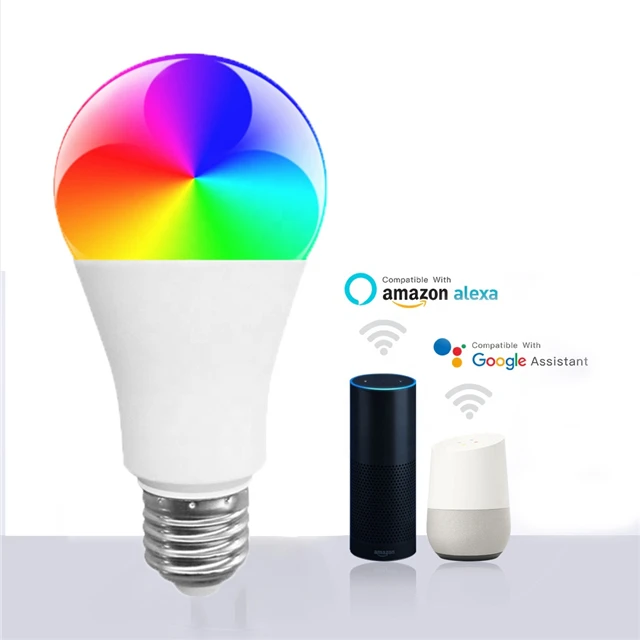 Tuya Google Home Alexa E27 LED WIFI Bulb Home Smart RGB   Wireless Control A60 LED Bulb LED Bulb Material Smart Led  Music Light