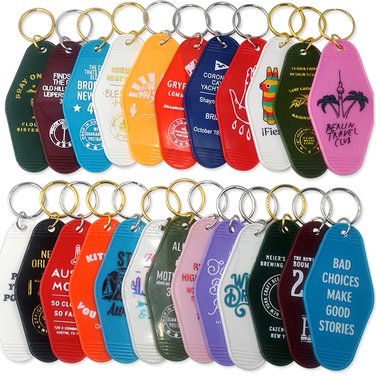 custom printing motel key tag promotion engraving hotel room keychain