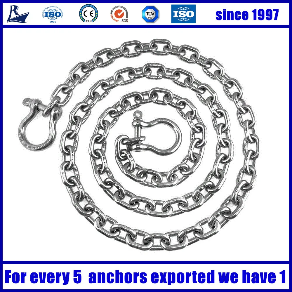 Link Chains 50 Meters 8mm Diameter Anchor Link Chain 316 Stainless Steel Link Chain DIN766