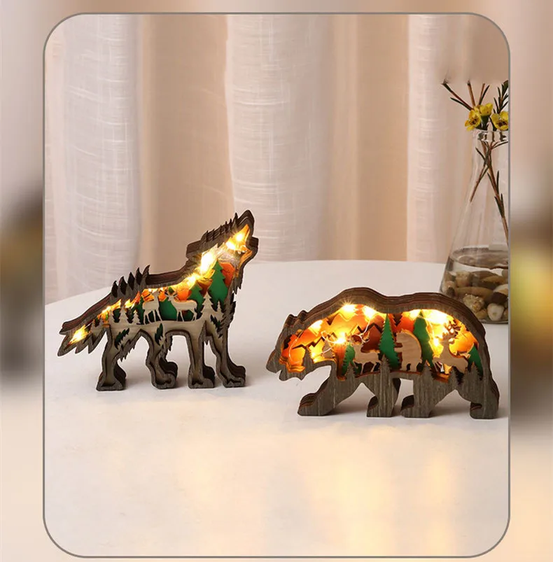 Новинка резьба по дереву животные ремесла внутреннее украшение для гостиной спальни деревянные