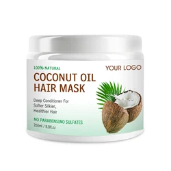 OEM профессиональный салон частная этикетка Органическая маска для волос ремонт гладкая глубокая 260 мл кокосовое масло маска для волос