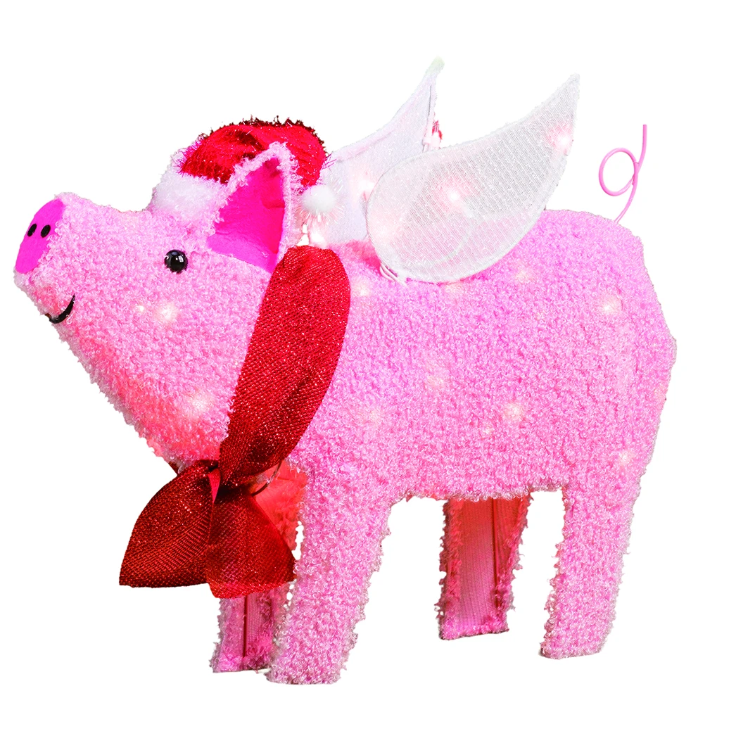 Hot Selling 24in 35L Flying Pig Lighted Sculpture 3d Motif Light For Christmas Decor