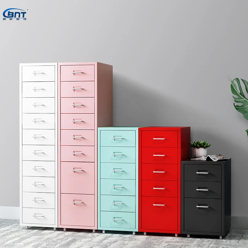 Metal Corner Storage Cabinet 8 Drawer Mobile Steel Locker Cabinet