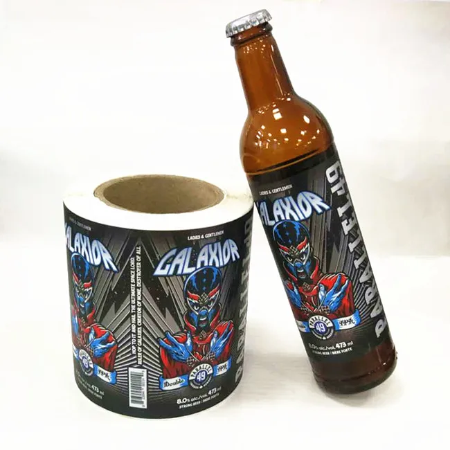 Self Adhesive Custom Design Printing Stickers Waterproof Freezer Beer Whisky Bottle Label