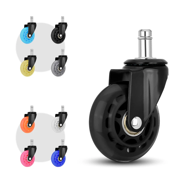 Universal 2.5 Inch Industrial Medical Heavy Duty Wheel Office Chair Caster Wheel PU Swivel Furniture Chair Caster with Brake