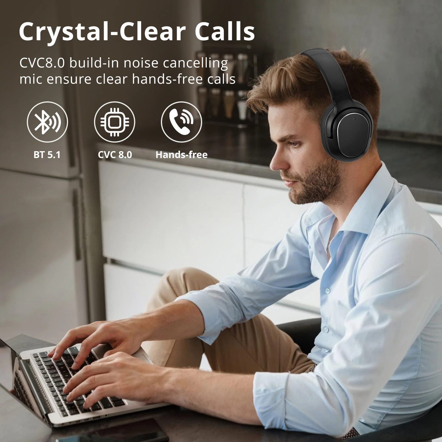 High Quality BT 5.1 Waterproof Wireless Headphones Noise Cancelling Headphones for Music