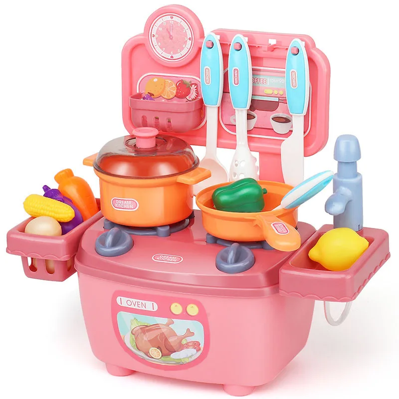 China Toy 2022 NEW Design Cooking  Kitchen Toys Set Baby Miniature Kitchen Plastic Pretend Play Food