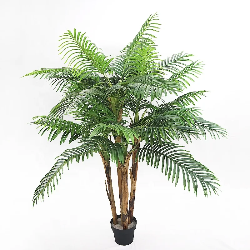 Хорошее качество партия 4 ствола искусственная Пальма areca с кастрюлей
