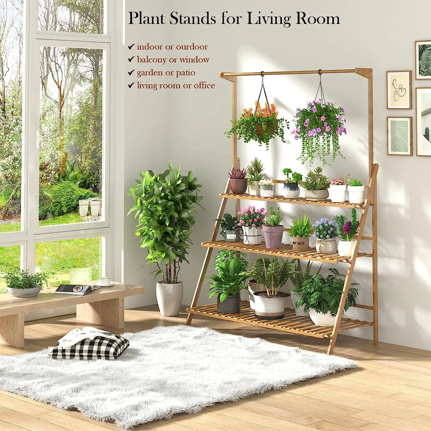 Multi-Tier Wooden Flower Pot Planter Stand Home Decorative Shelf for Outdoor Plants Boxed for Easy Room Usage