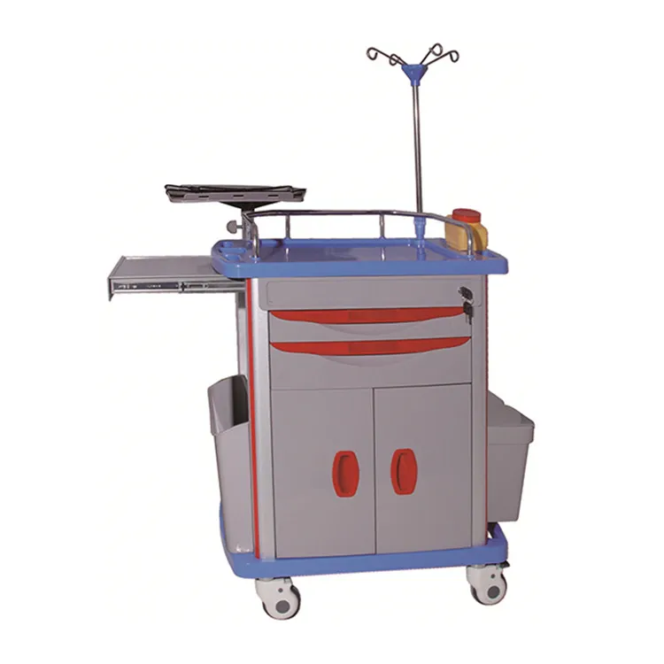 
Cheap Hot sell hospital ABS plastic mobile emergency trolley crash cart/ trolley with 5 drawer 