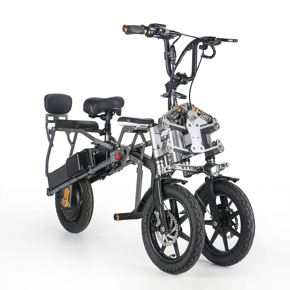 Popular 500w 48v dual battery adult e-trike  folding self-balancing bicycle electric bike 3 wheel e scooter