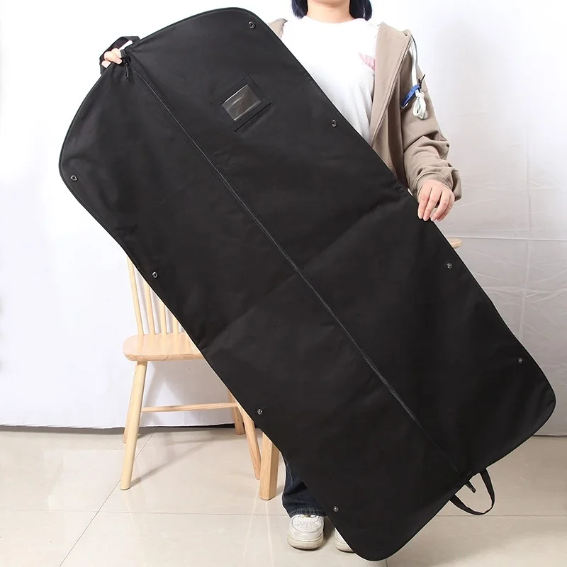 Custom Fashionable Printed Folding Luxury Wedding Dress Dust Cover Bag Black Garment Dust Bag For Dress Dust Cover