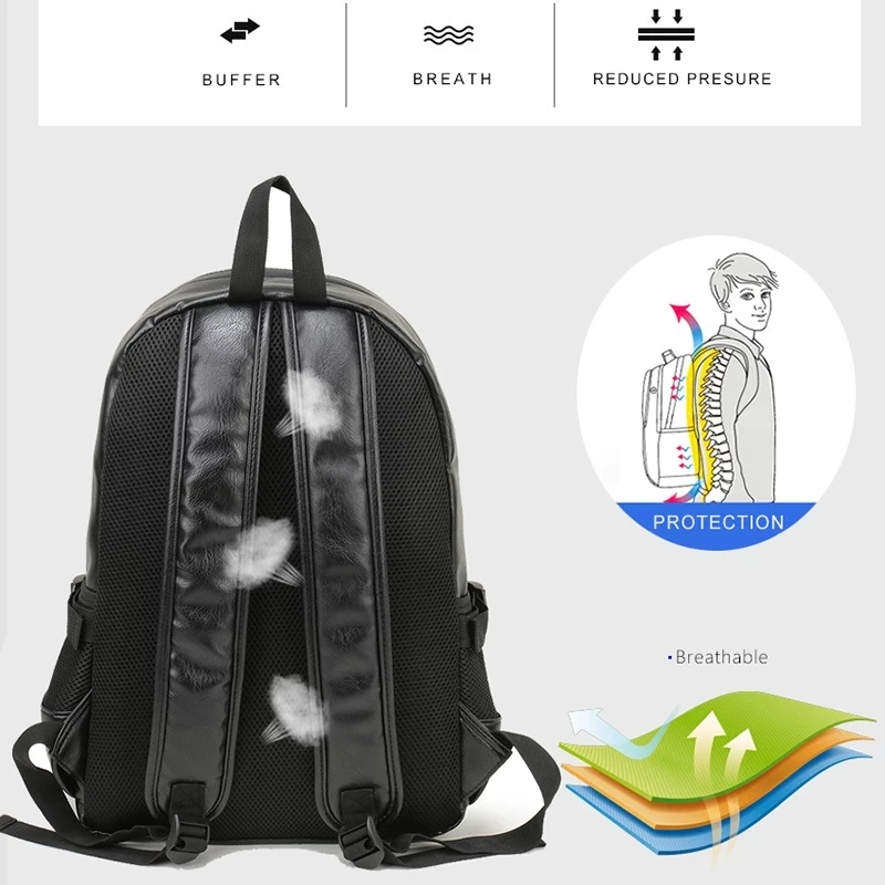 Men Backpack Leather School Backpack Bag Fashion Travel Bag Backbag Back Pack Laptop Bag For Man Backpack