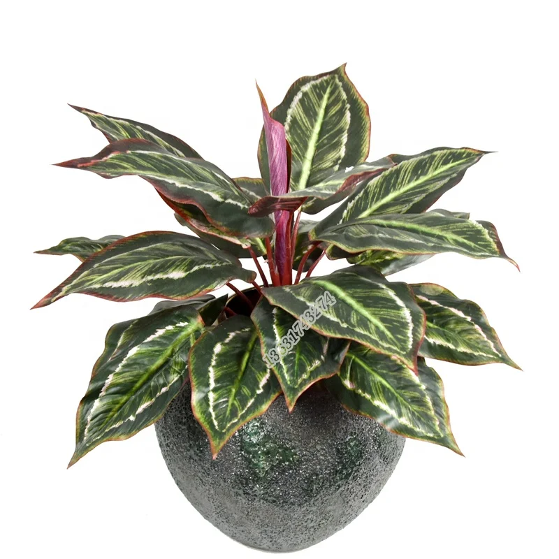 19 leaves rohdea japonica small silk flower 45 cm artificial red plant for wall decoration