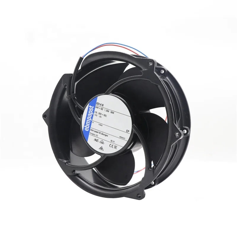 Ebmpapst 6314H 172x51mm 24V DC 321CFM 31W 58dBA 5000RPM Ball Bearing Wire Leads IP20 Inverter Axial Cooling Fan