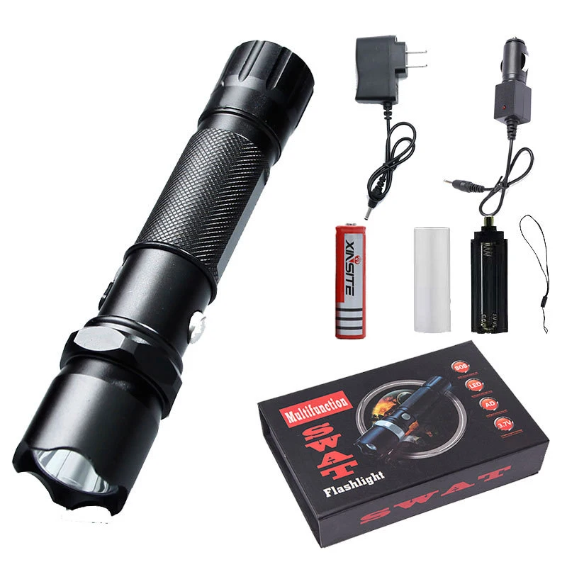 Wholesale High Beem Bright Caza High Power Cool Tatica Electric Torch Torche Rechargeable Long Bright Flashlight Shocker