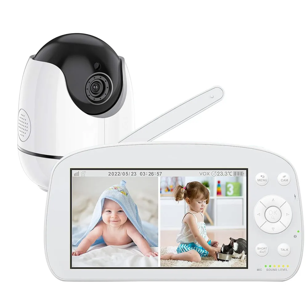 Sonix Chip Processor Two Way Talk Infrared Night Vision VOX Mode 5.5 inch Babysitter Camera Wireless Video Baby Camera Monitor