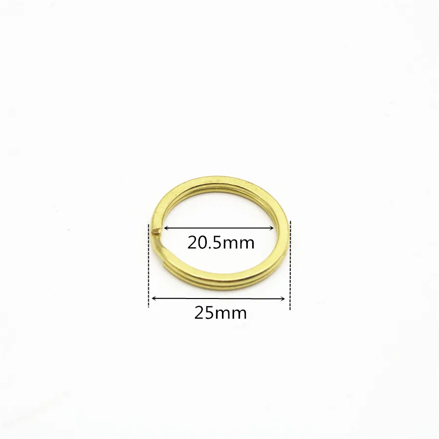 Solid Brass Split Rings Double Loop Keyring 20mm-35mm Bag Hook Connector Keychain Keys Holder DIY Leather Craft Hardware