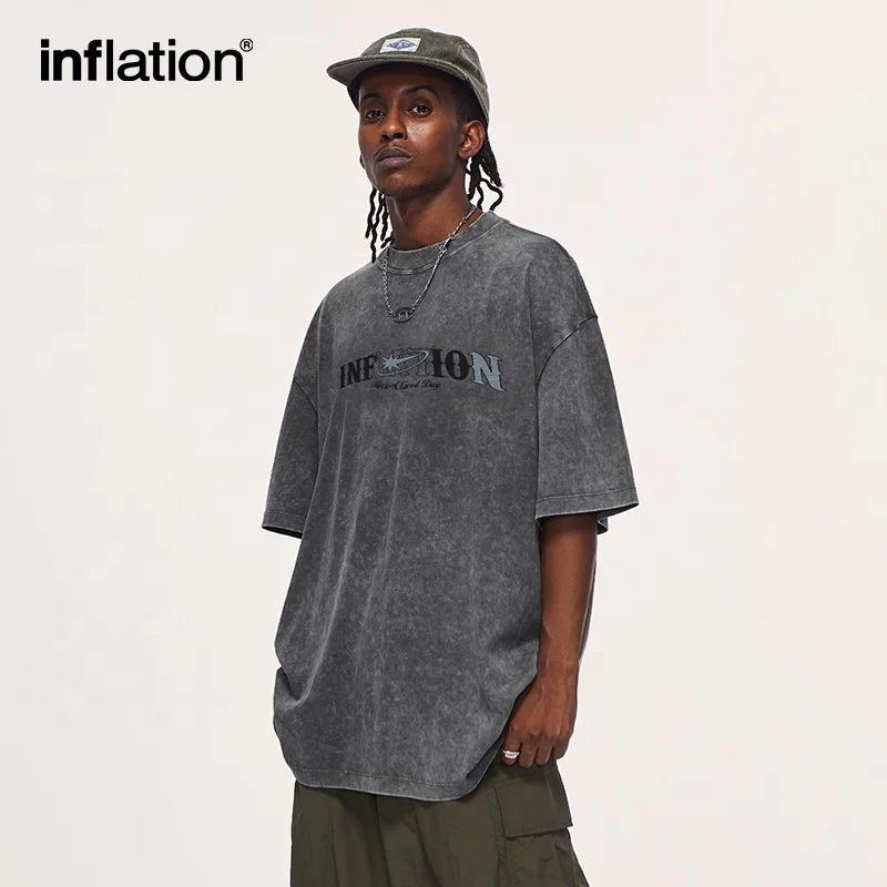 INFLATION Acid Washed 260 gsm DTG Oversized Tshirt Unisex Streetwear Heavy Weight Tshirts Manufacturer