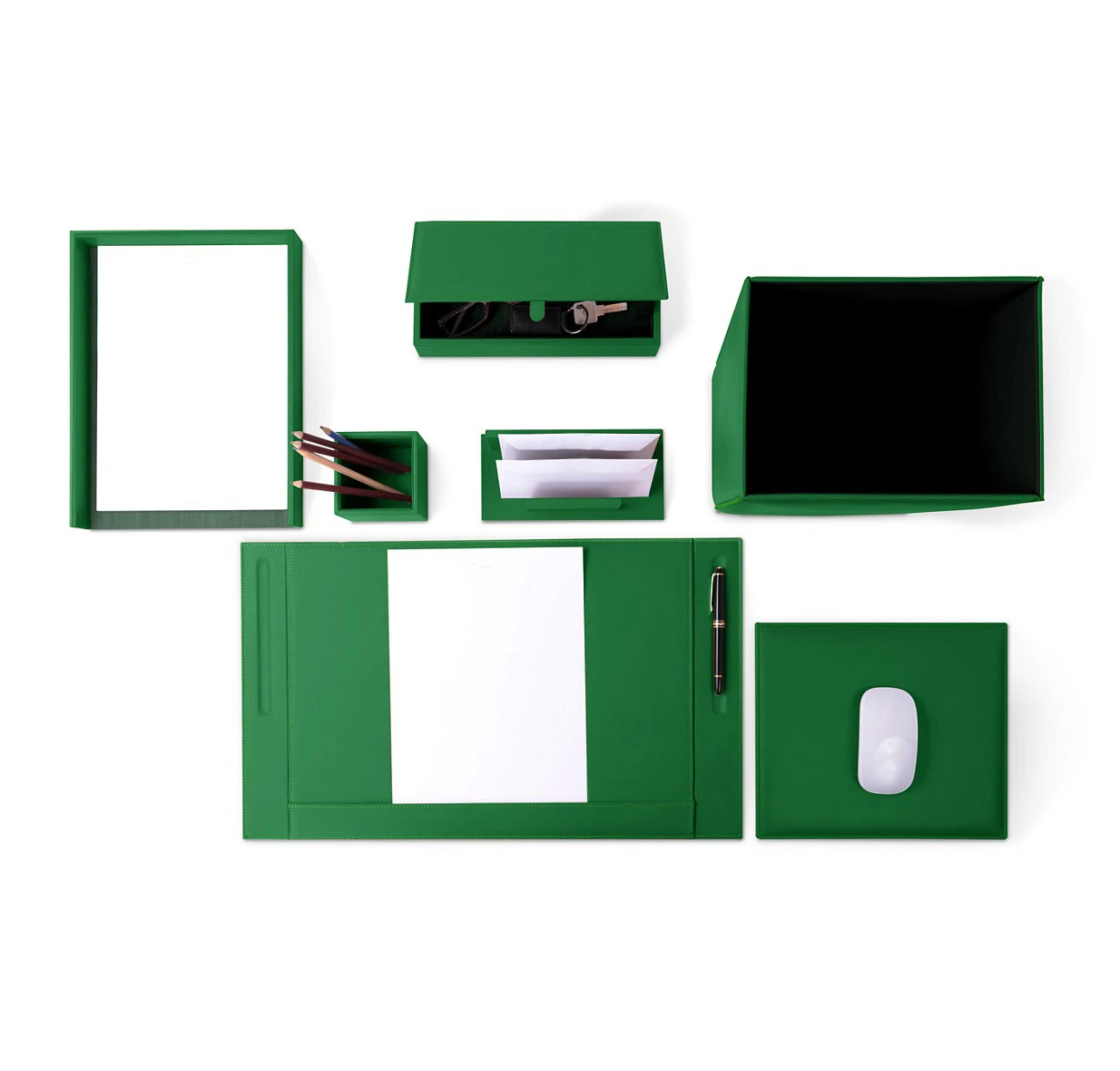 Executive business gift office accessories desktop stationery set luxury custom leather desk organizer set