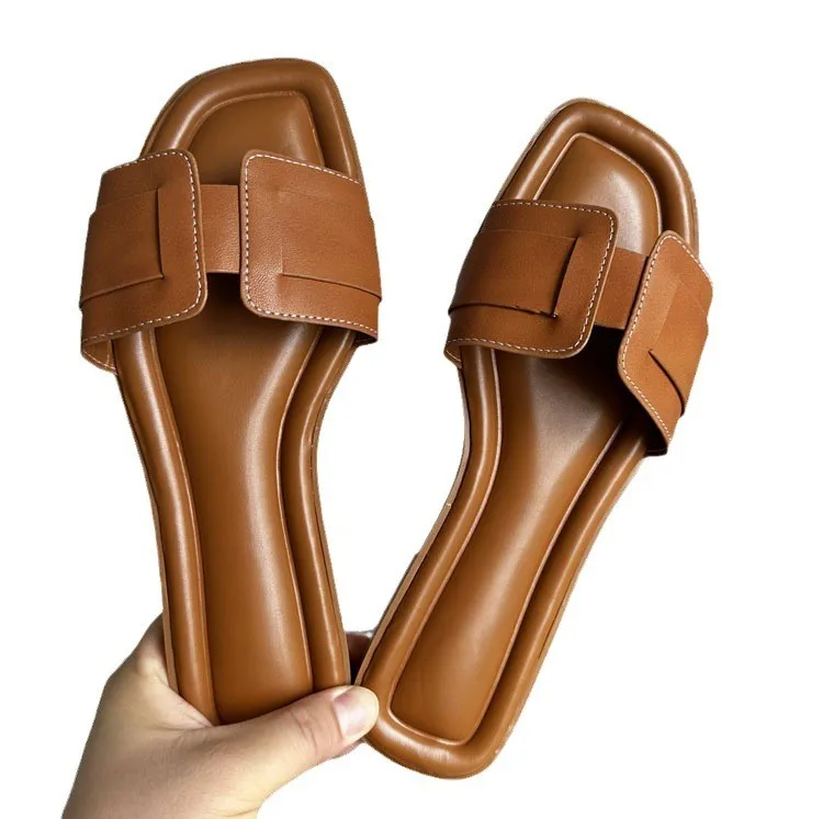 Surprise Price Autumn Ladies Slippers Brown Woman Sliper Brown Ladys Slipper woman slipper flat luxury designer shoes women